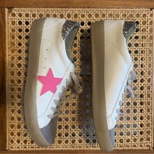 White, pink shu shop sneakers